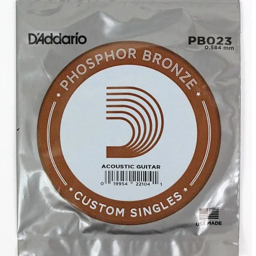 D'Addario PB023 Phosphor Bronze Одиночная струна для акустической гитары .023 фосфорная бронза.